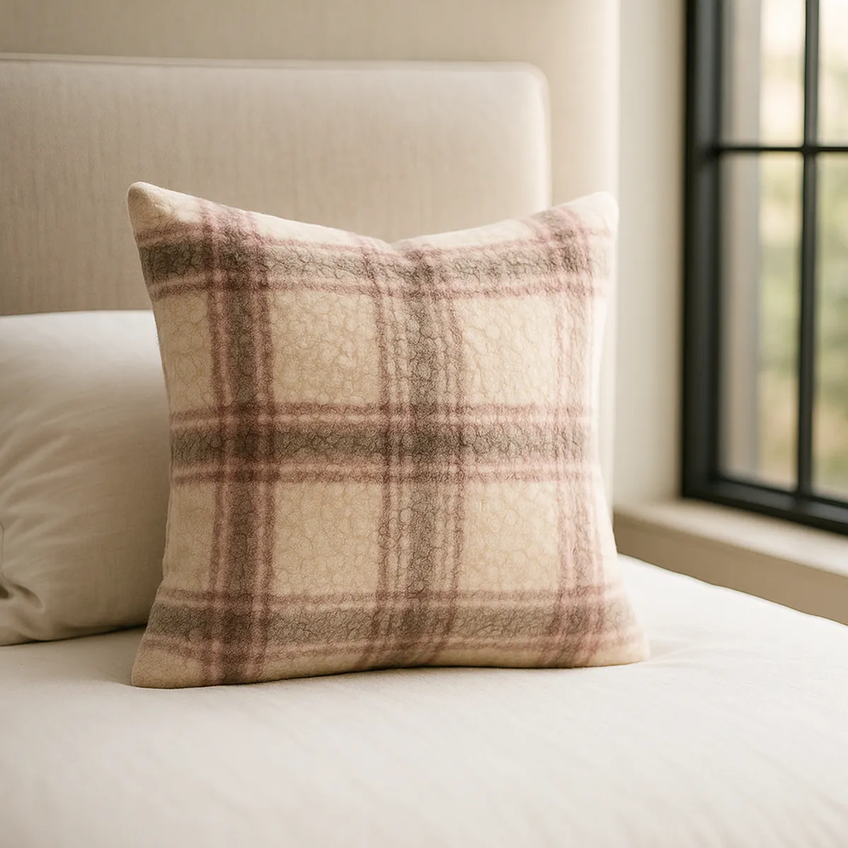 ARMONIA - Funda cojín 45x45 diseño cuadrille chenille sofá cama 740