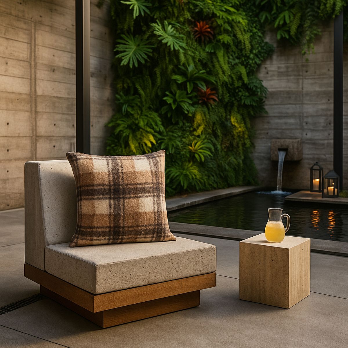 ARMONIA - Funda cojín 45x45 patrón cuadrille chenille sofá cama 743