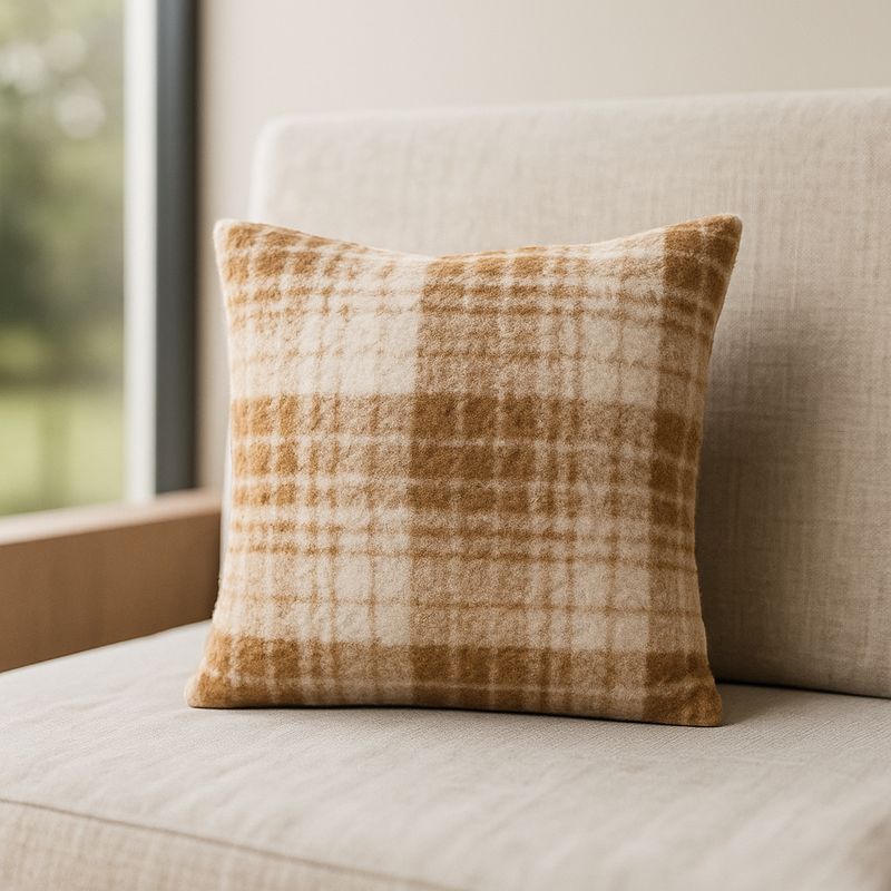 ARMONIA - Funda decorativa chenille cuadrille cojín 45x45 estilo moderno 742