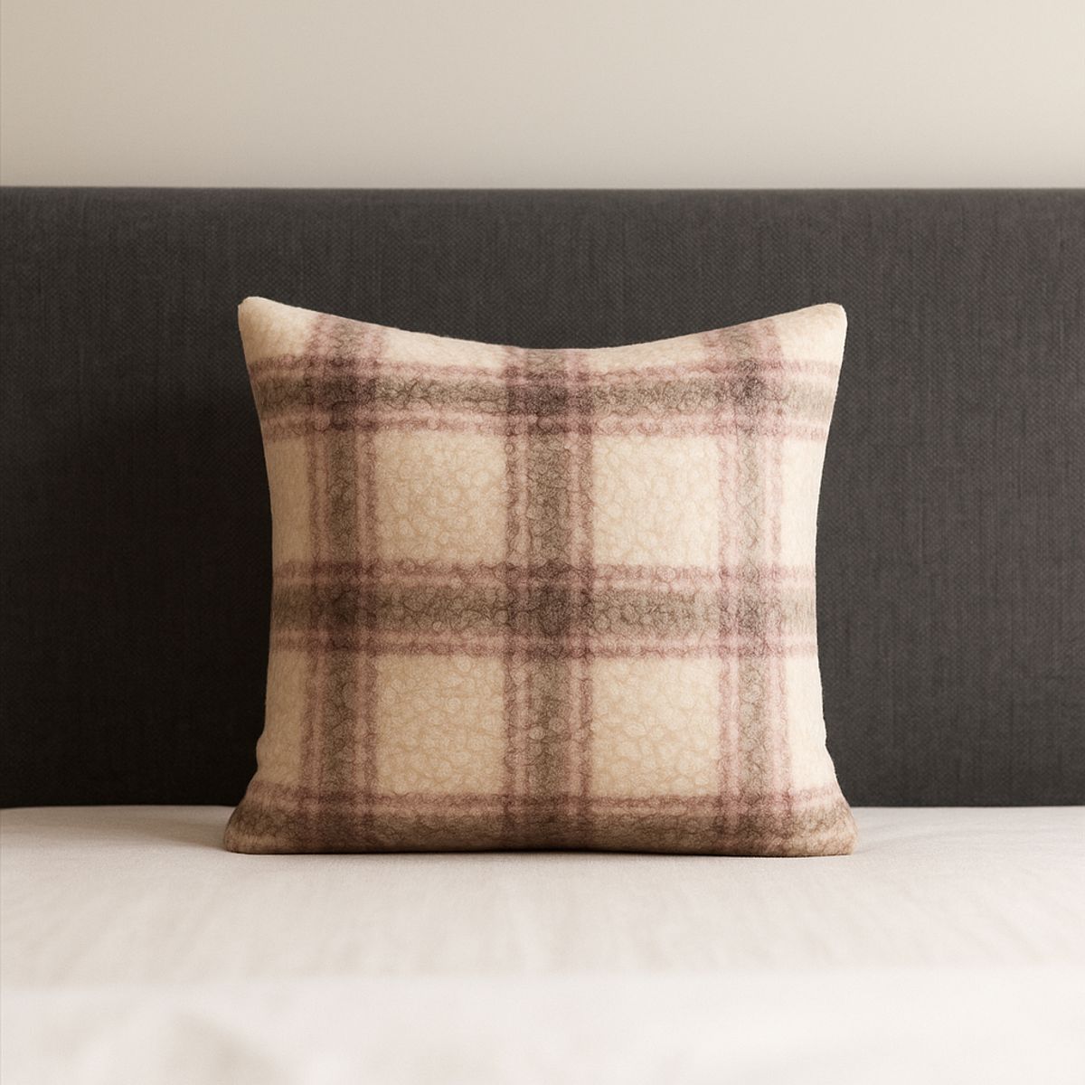 ARMONIA - Funda de cojín chenille cuadrille decorativa 45x45 suave 740