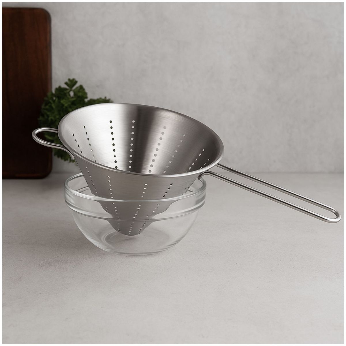 CUINER - Colador Cónico De Acero Inoxidable 20cm Plateado Cuiner