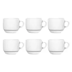 NADIR - Set 6 Taza Cafe De 90mL Opaline Porcelana Blanca