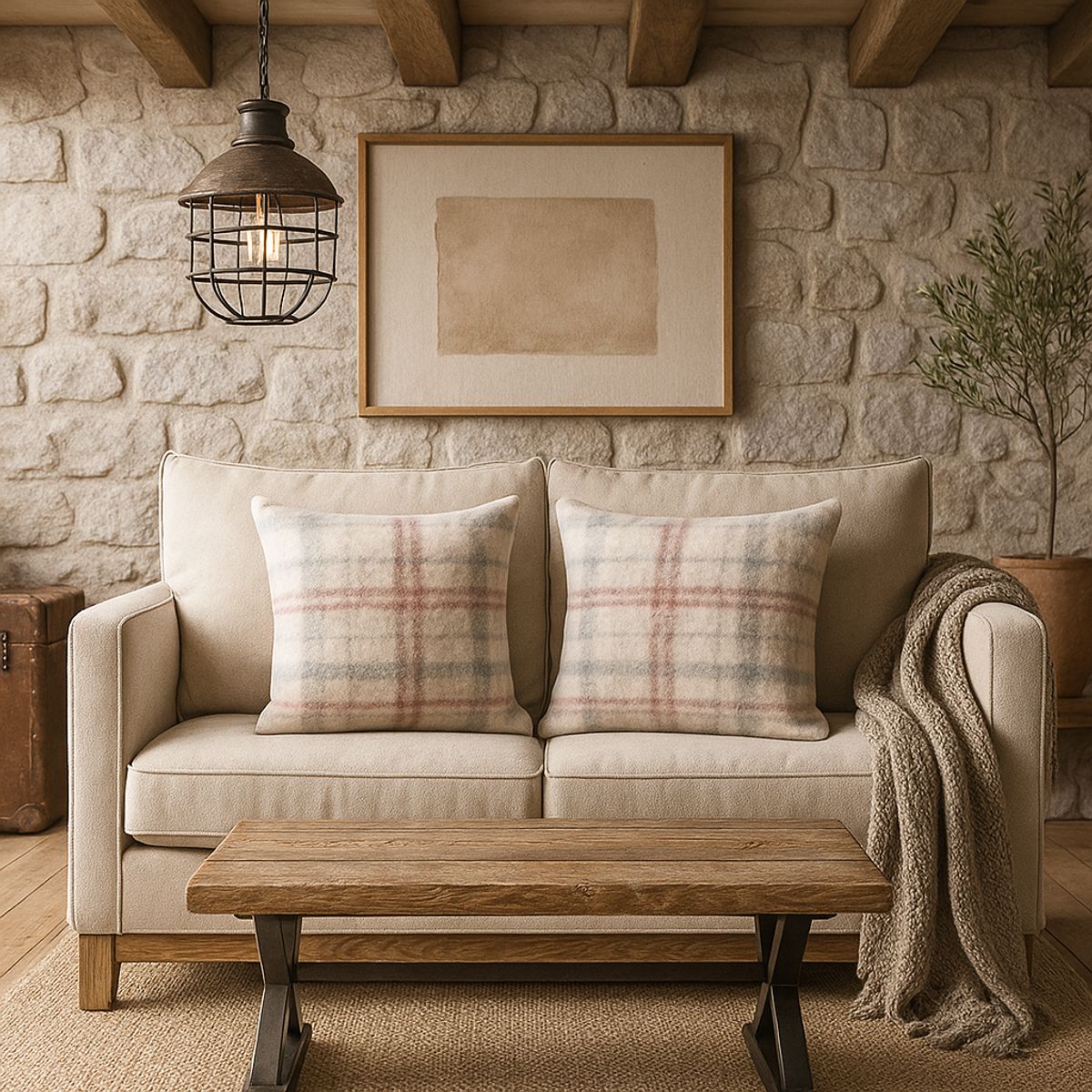 ARMONIA - Pack 2 fundas de cojín chenille cuadrille textura premium 45x45 741