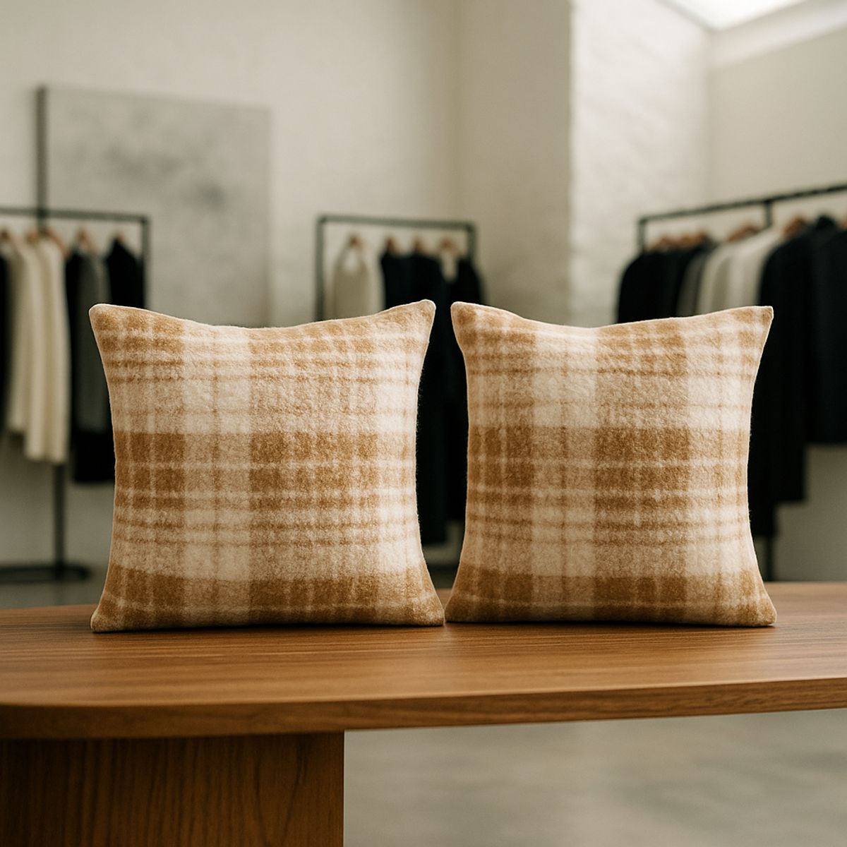 ARMONIA - Pack 2 fundas de cojín chenille cuadrille textura elegante 45x45 742