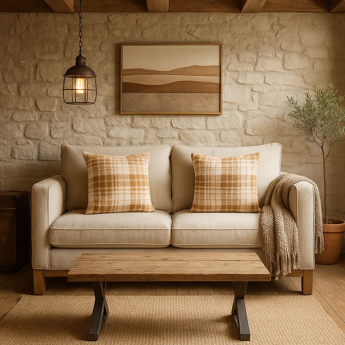 ARMONIA - Pack 2 fundas de cojín chenille cuadrille textura elegante 45x45 742