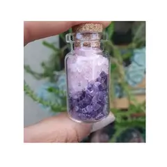 GENERICO - Botella Espiritualidad Con Piedra Energética Amatista y Cuarzo Rosa