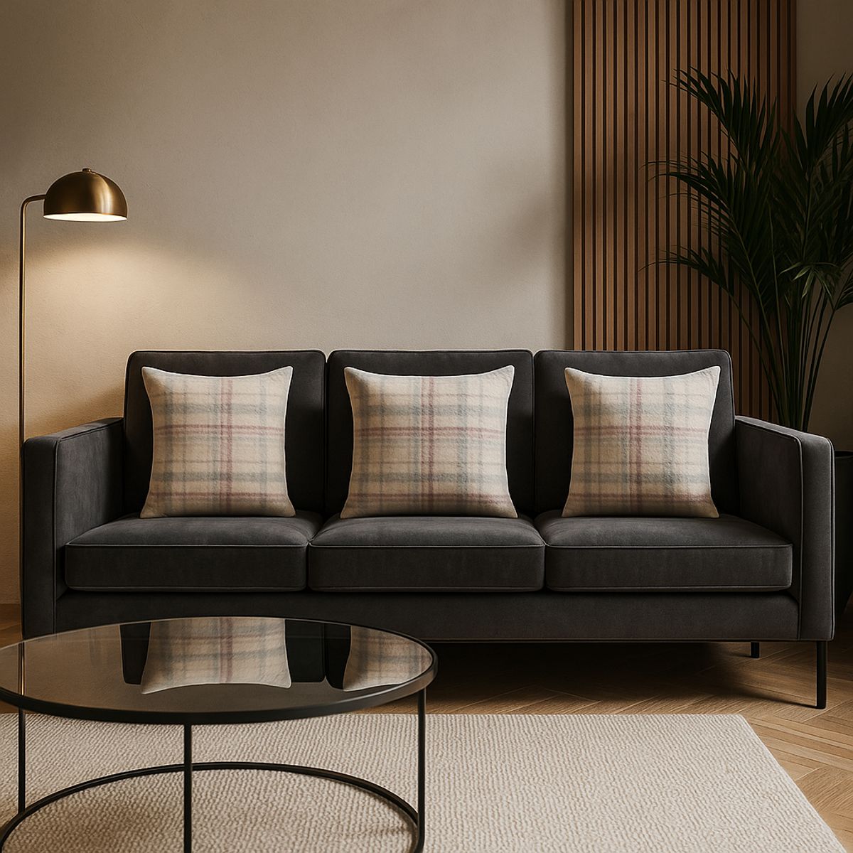 ARMONIA - Pack 3 fundas de cojín chenille cuadrille textura premium 45x45 741