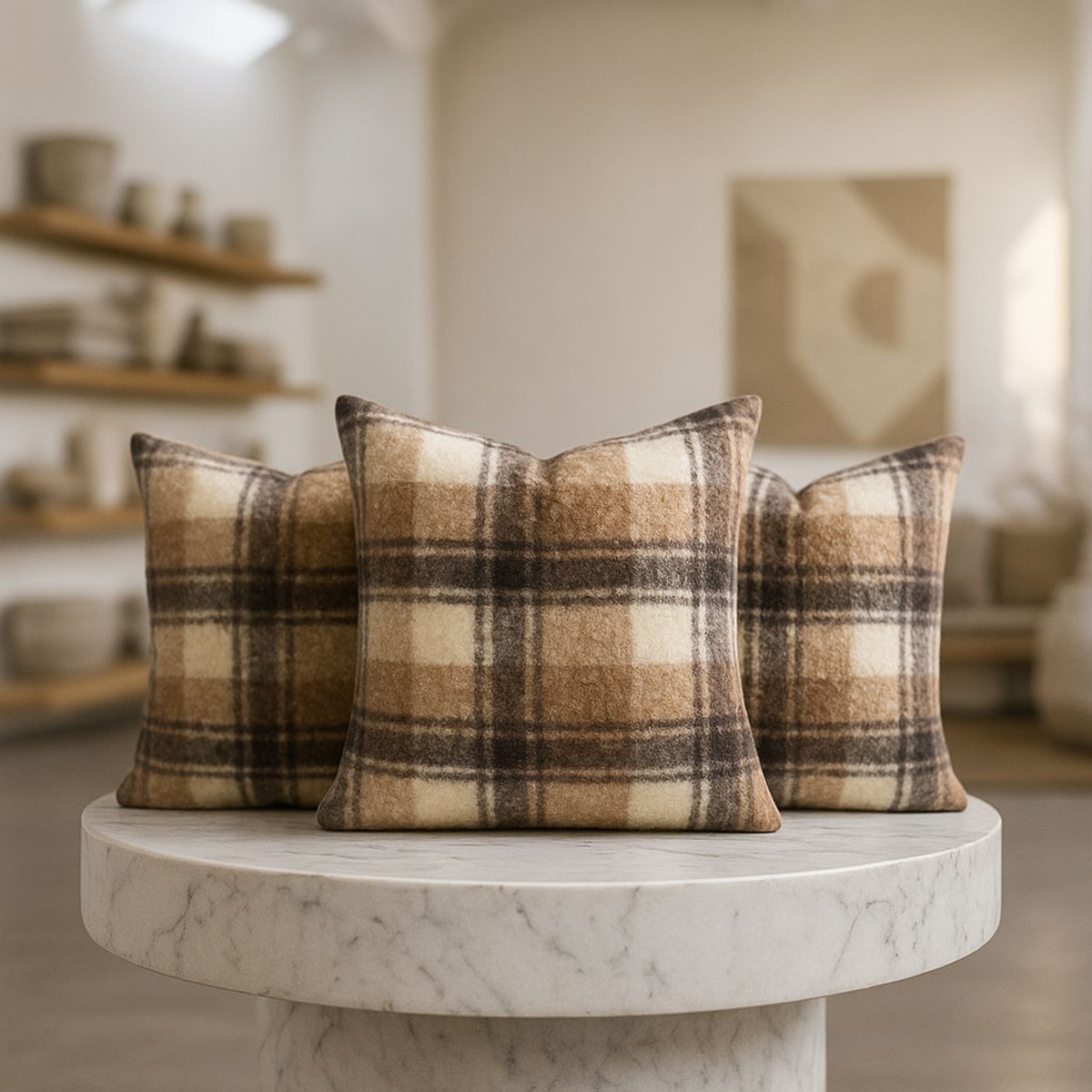 ARMONIA - Pack 3 fundas de cojín chenille cuadrille textura premium 45x45 743