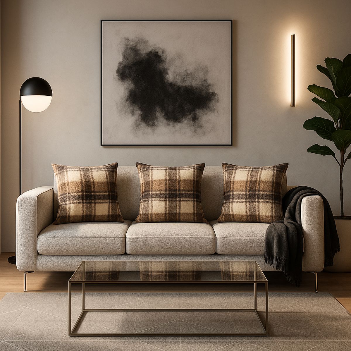 ARMONIA - Pack 3 fundas de cojín chenille cuadrille textura premium 45x45 743