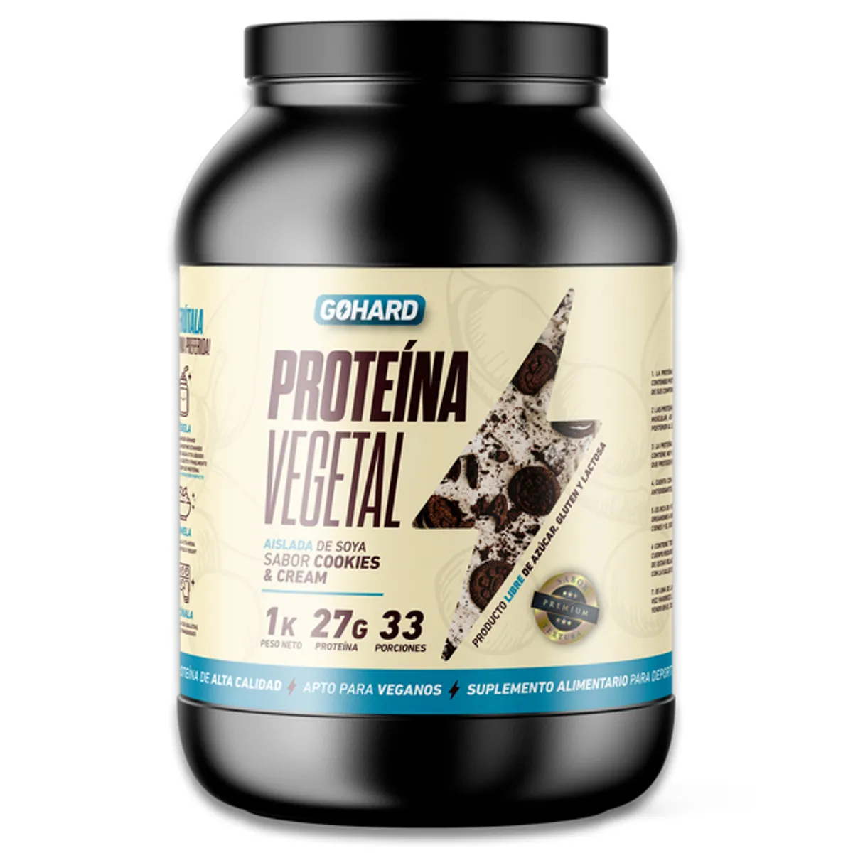 GOHARD - Proteina Vegetal Soya Gohard 1 Kg - Sabor Cookies And Cream
