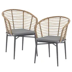 RELAN - Set x2 Silla Exterior con Cojín Lumpur Ratán Sintético Jardín y Terraza