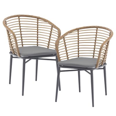 Imagen 2 del producto Set x2 Silla Exterior con Cojín Lumpur Ratán Sintético Jardín y Terraza