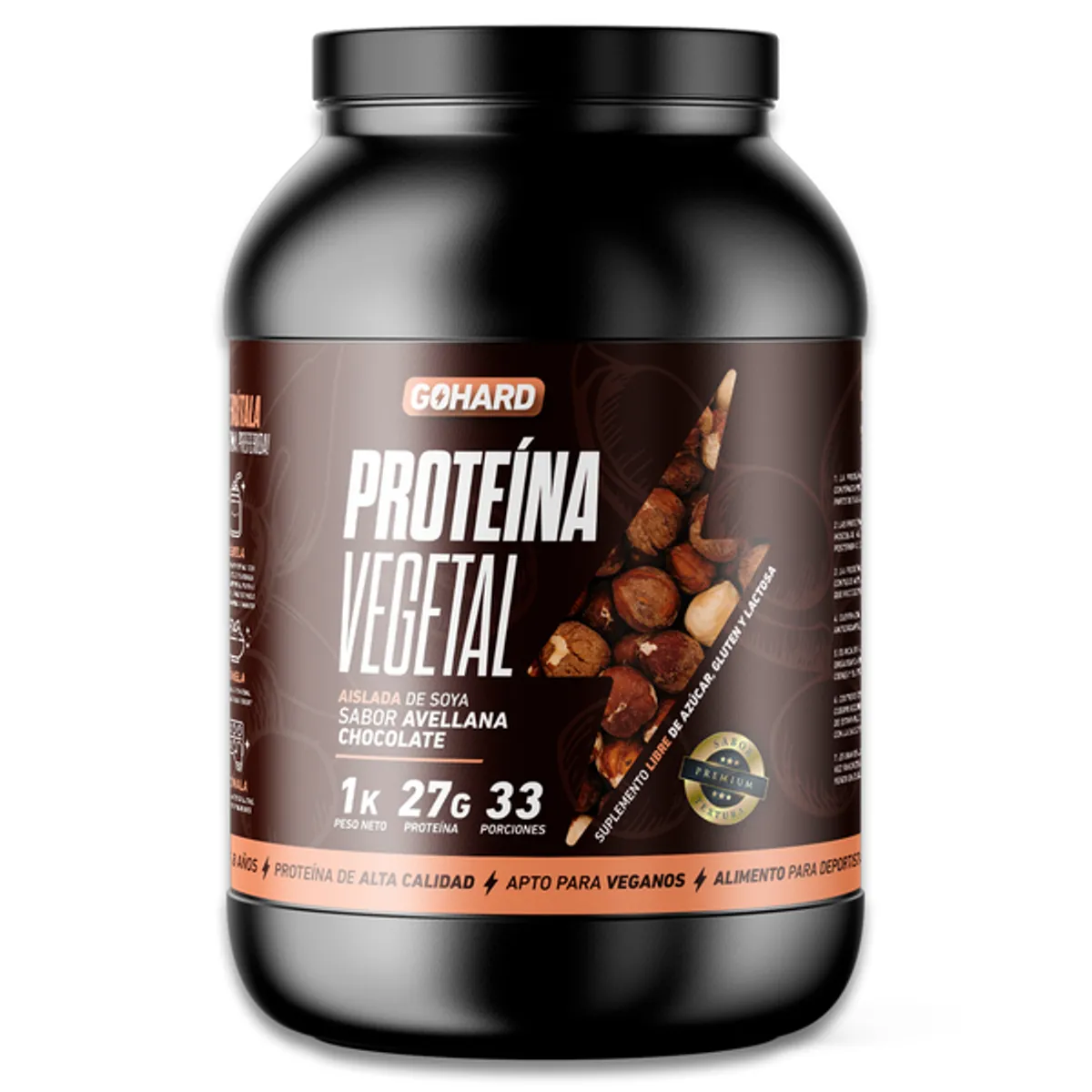 GOHARD - Proteina Vegetal Soya Gohard 1 Kg - Sabor Avellana Chocolate