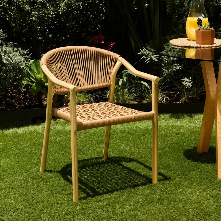 Set x2 Silla Exterior Makassar Cuerda de Ratan Sintetico Jardin y Terraza