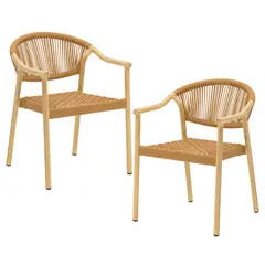 RELAN - Set x2 Silla Exterior Makassar Cuerda de Ratán Sintético Jardín y Terraza