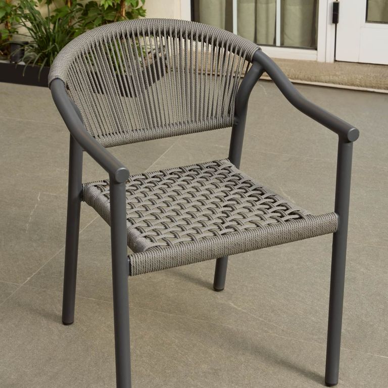 Set x2 Silla Exterior Makassar-M Cuerda de Ratan Sintetico Jardin Terraza