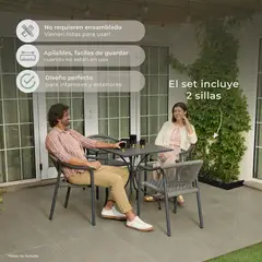 RELAN - Set x2 Silla Exterior Makassar-M Cuerda de Ratán Sintético Jardín Terraza