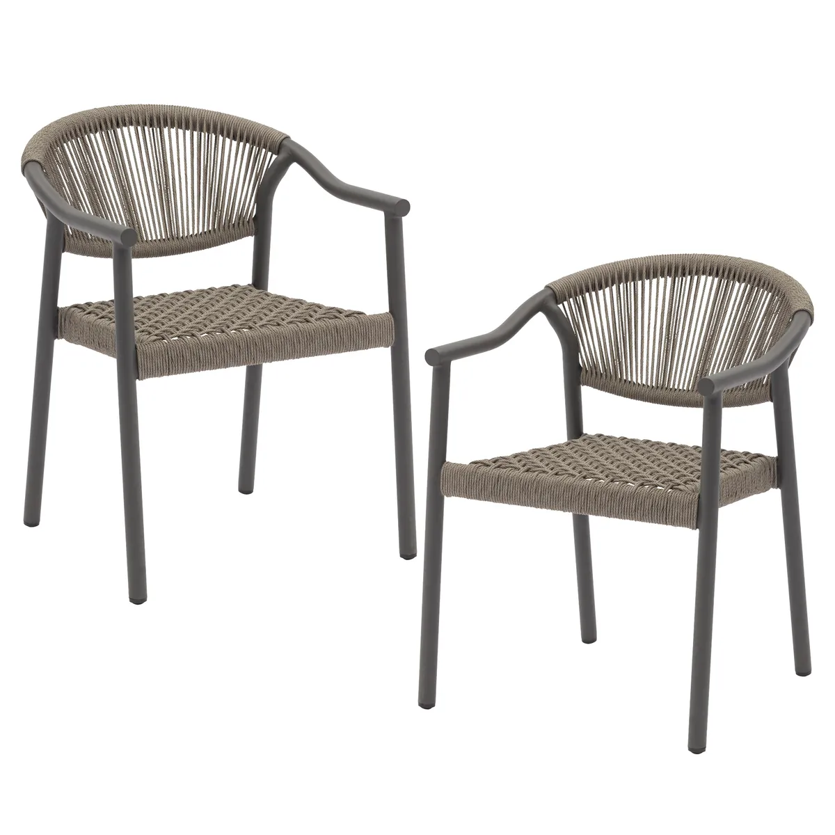 RELAN - Set x2 Silla Exterior Relan Makassar-M Cuerda de Ratán Sintético Jardín Terraza