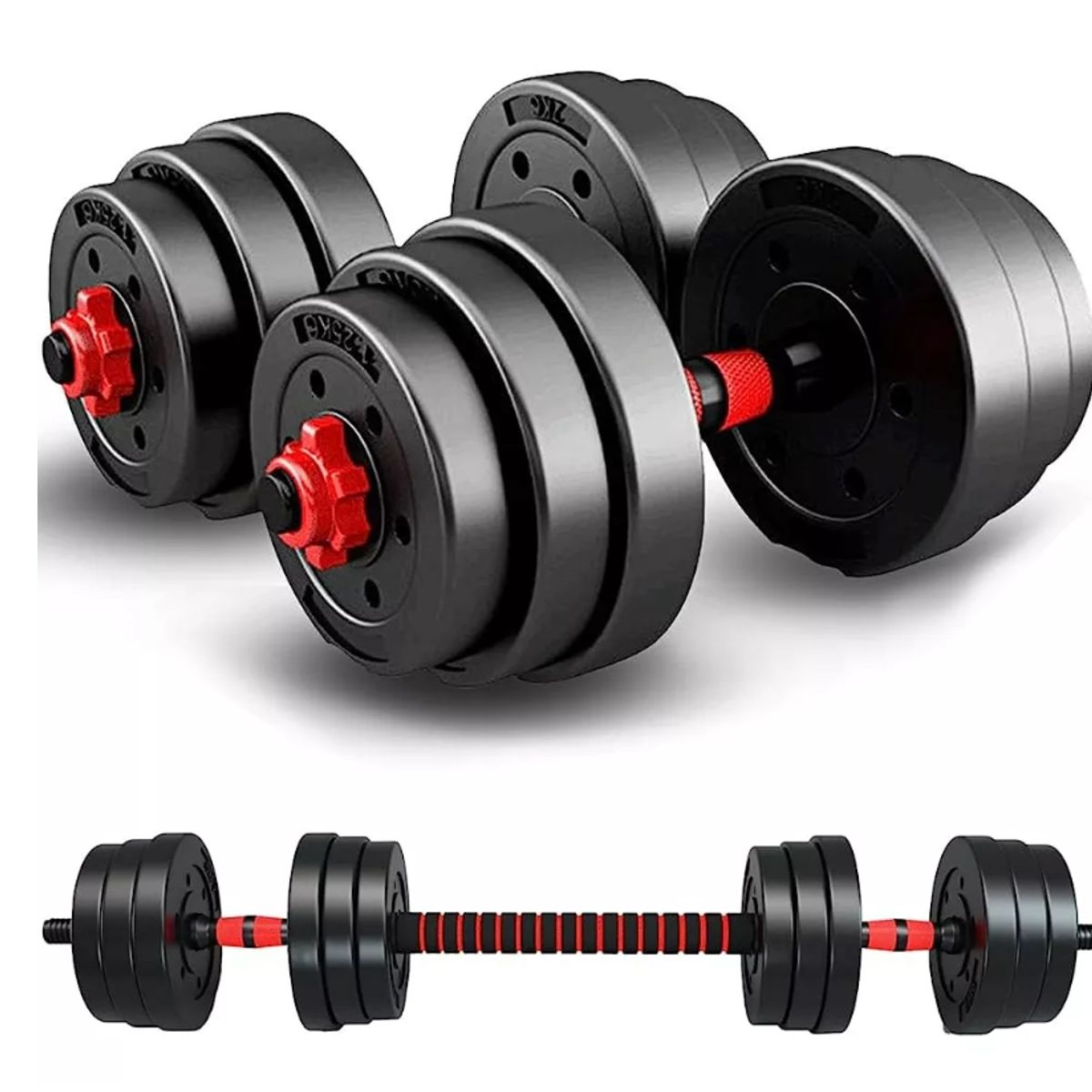 BASKO FITNESS - Set Mancuernas Ajustables 20 kg 2 en 1