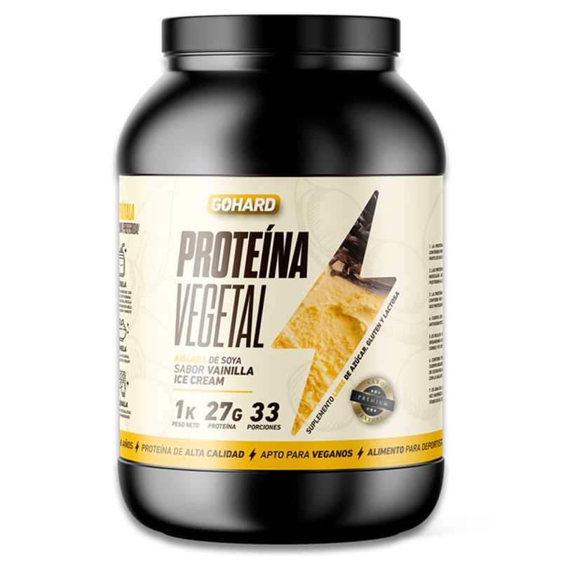 GOHARD - Proteina Vegetal Soya Gohard 1 Kg - Sabor Vainilla Ice Cream