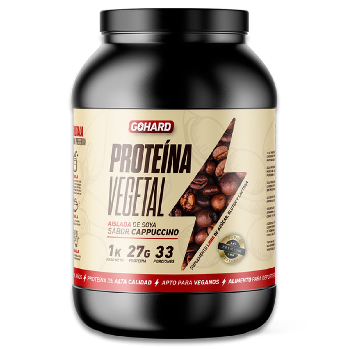 GOHARD - Proteina Vegetal Soya Gohard 1 Kg - Sabor Cappuccino