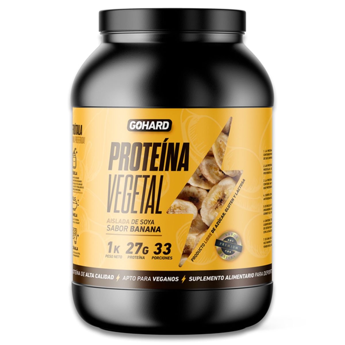 GOHARD - Proteina Vegetal Soya Gohard 1 Kg - Sabor Banana