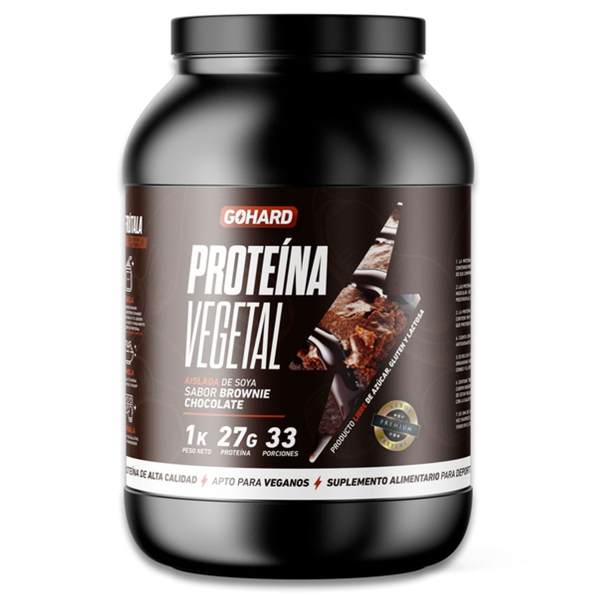 GOHARD - Proteina Vegetal Soya Gohard 1 Kg - Sabor Brownie Chocolate