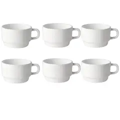 BORMIOLI - Set 6 Taza Te 220mL Performa Porcelana Blanca Rocco