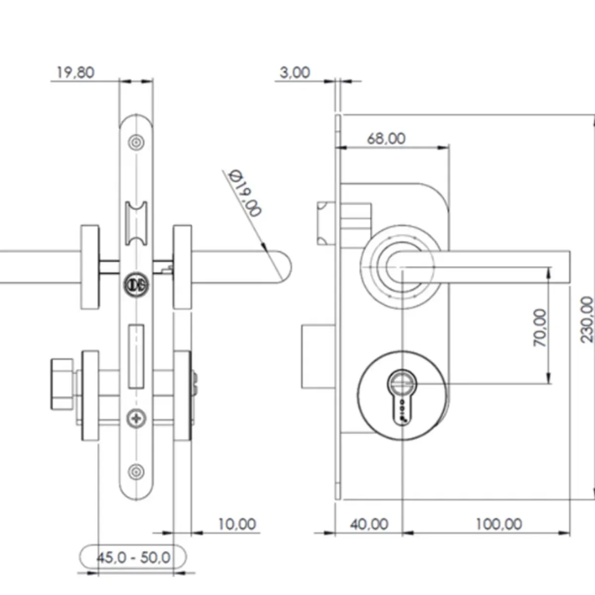 ODIS - Cerradura Embutir 102 Baño M2380 Negra Odis.