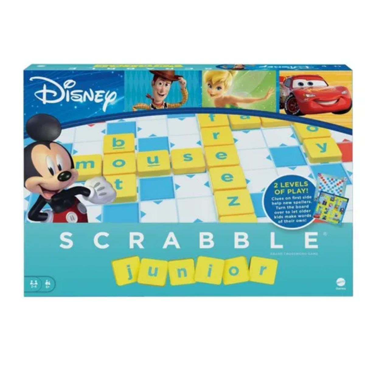 MATTEL - Scrabble Junior Disney 2 En 1 - Juego De Mesa