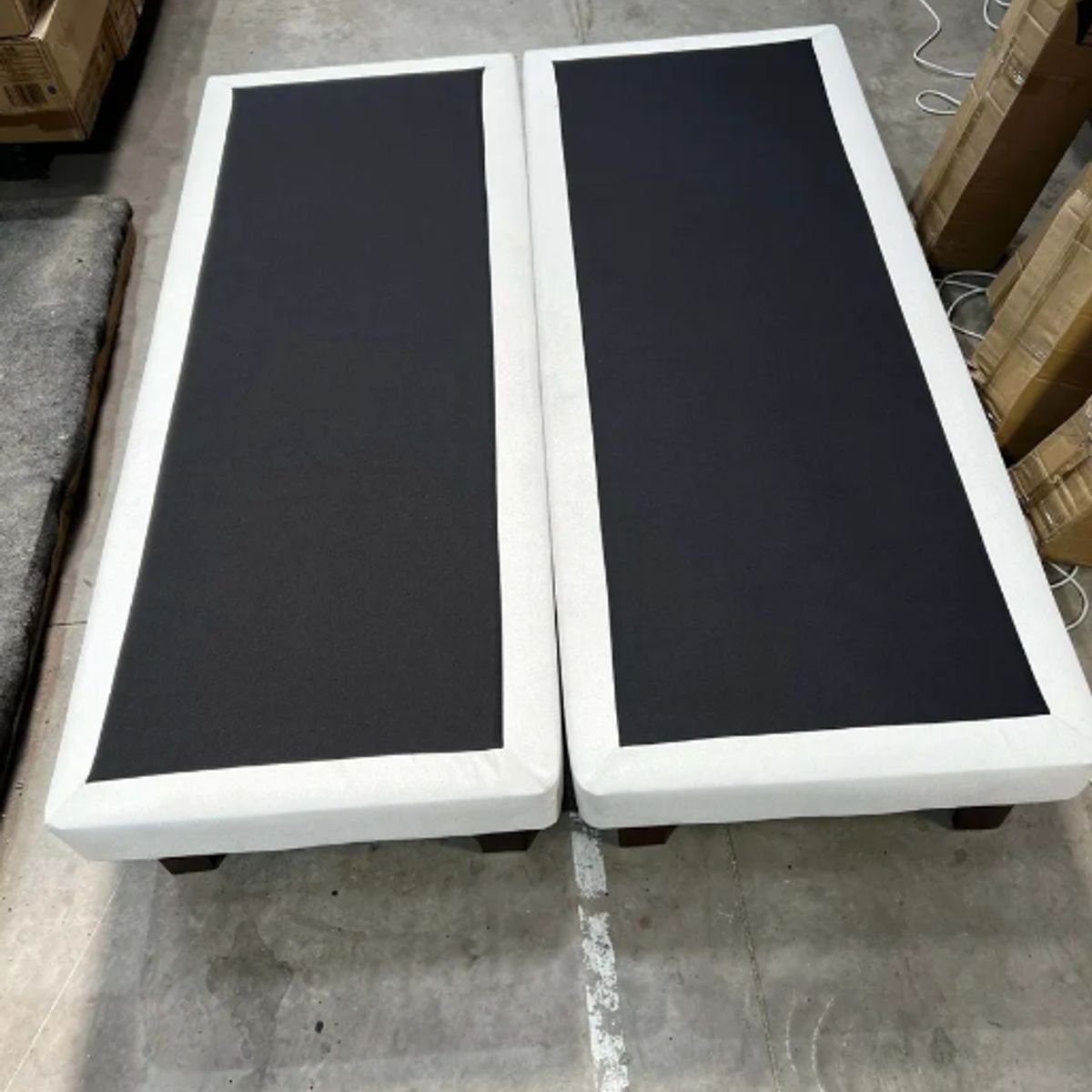 DULCES SUEÑOS - Base Europea Premium king  ( Espuma , Patas Rosen ) Crudo lino