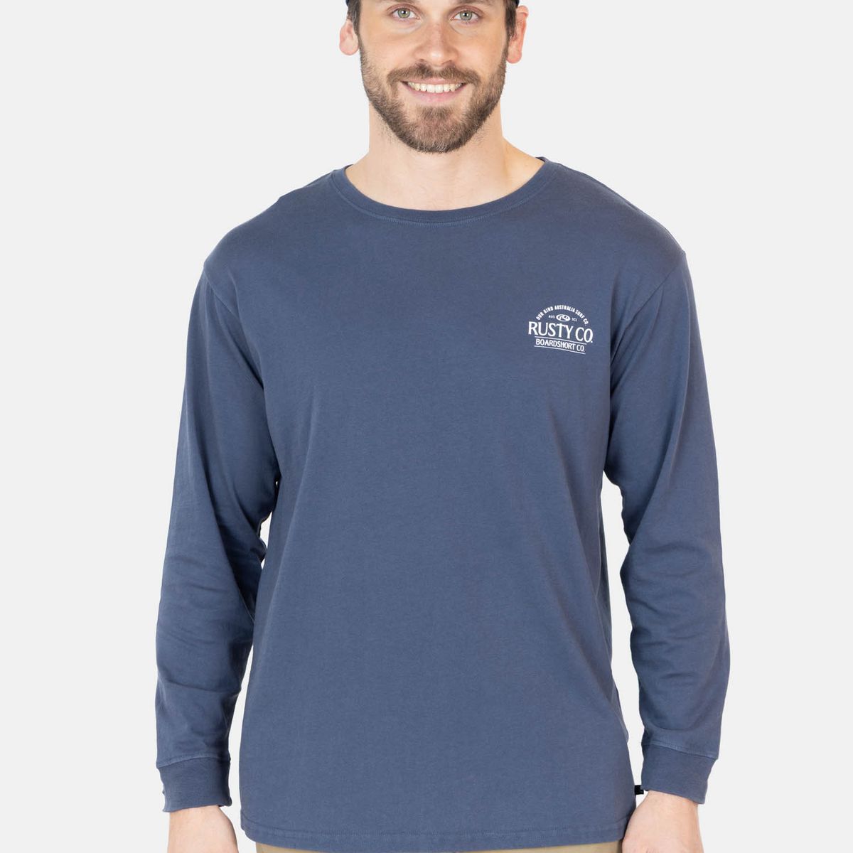 RUSTY - Polera ML Clip Azul Hombre Rusty