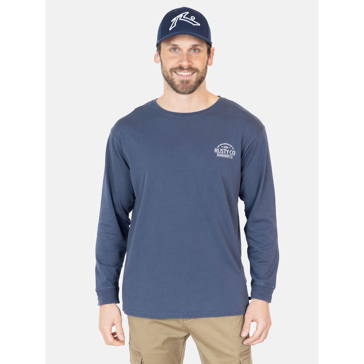 RUSTY - Polera ML Clip Azul Hombre Rusty