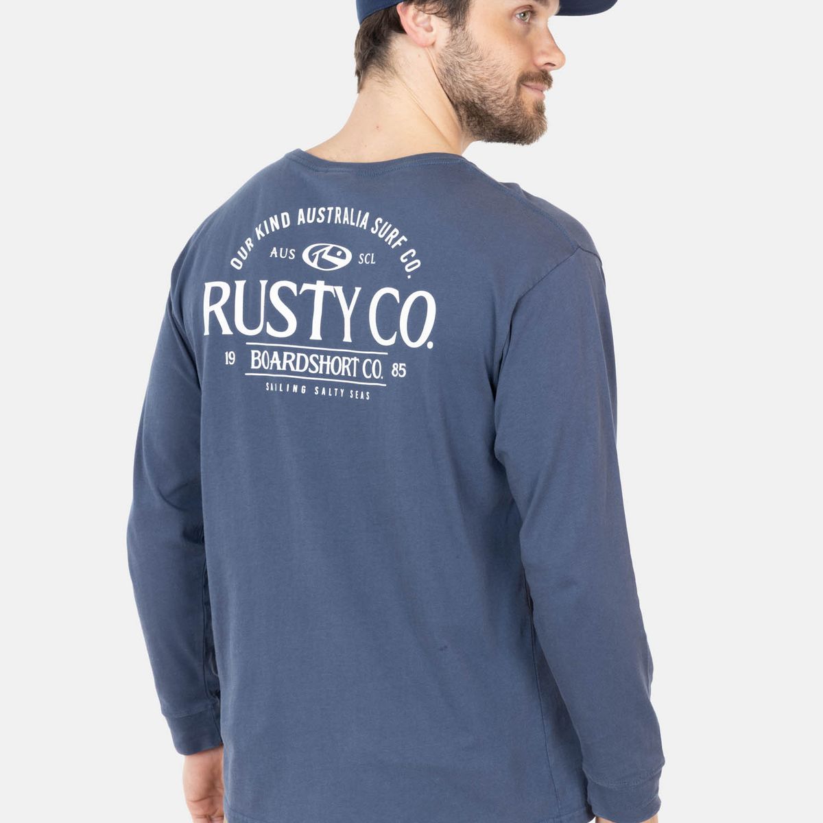 RUSTY - Polera ML Clip Azul Hombre Rusty