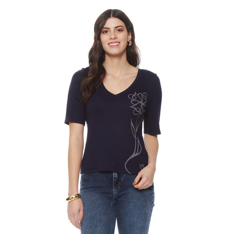 WADOS - POLERA SOLID MANGA CORTA FLOR LASER