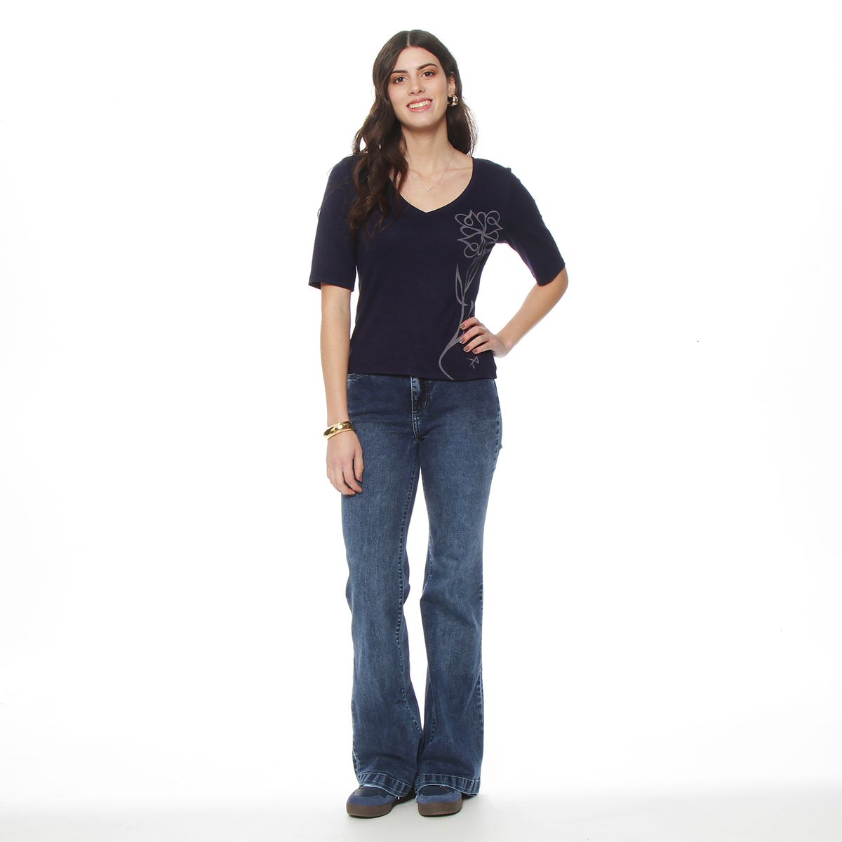 WADOS - POLERA SOLID MANGA CORTA FLOR LASER