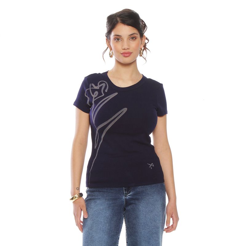WADOS - POLERA SOLID MANGA CORTA FLOR LASER