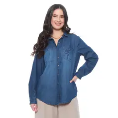 WADOS - BLUSA DENIM BORDADO CUELLO CAMISERO