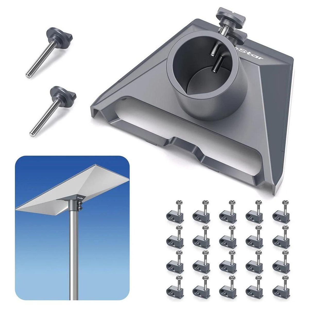 GENERICO - Adaptador Tubo Montaje Starlink Gen 3 Aleación Aluminio Gris