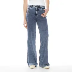WADOS - JEANS WIDE LEG TIRO ALTO BORDADO PRETINA BASICA 1 BOTON SECRET