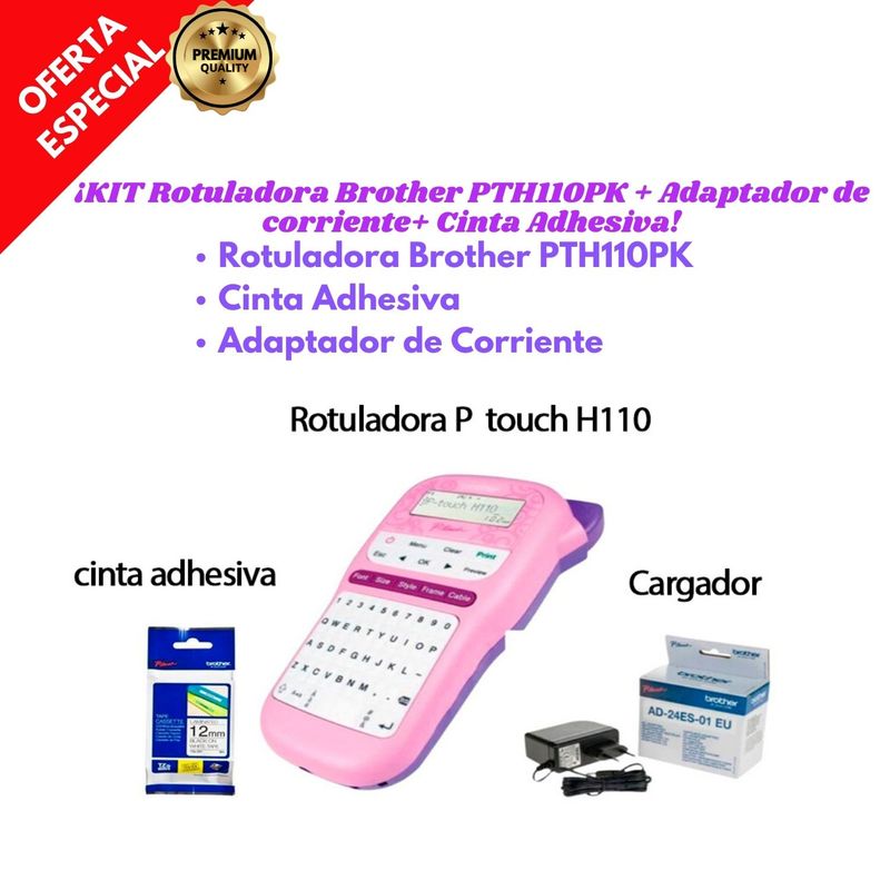 BROTHER - Rotuladora PTH110PK + Cargador + Cinta Adhesiva