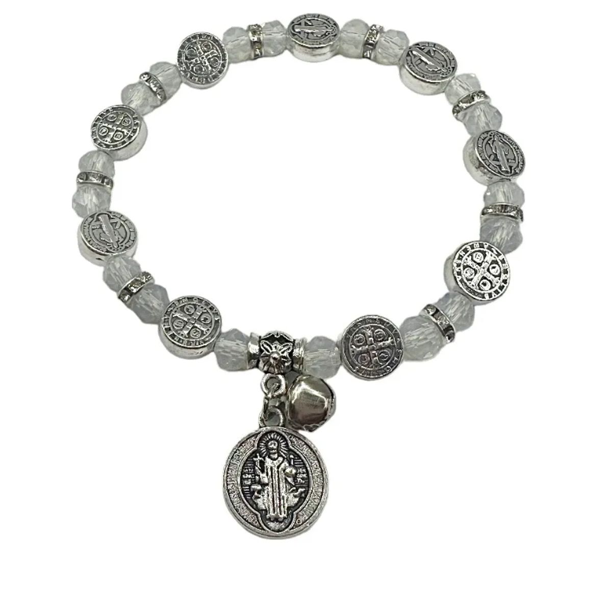 GENERICO - Pulsera San Benito Dos Caras Cristales Rojos Protección
