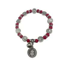 GENERICO - Pulsera San Benito Dos Caras Cristales Rojos Protección
