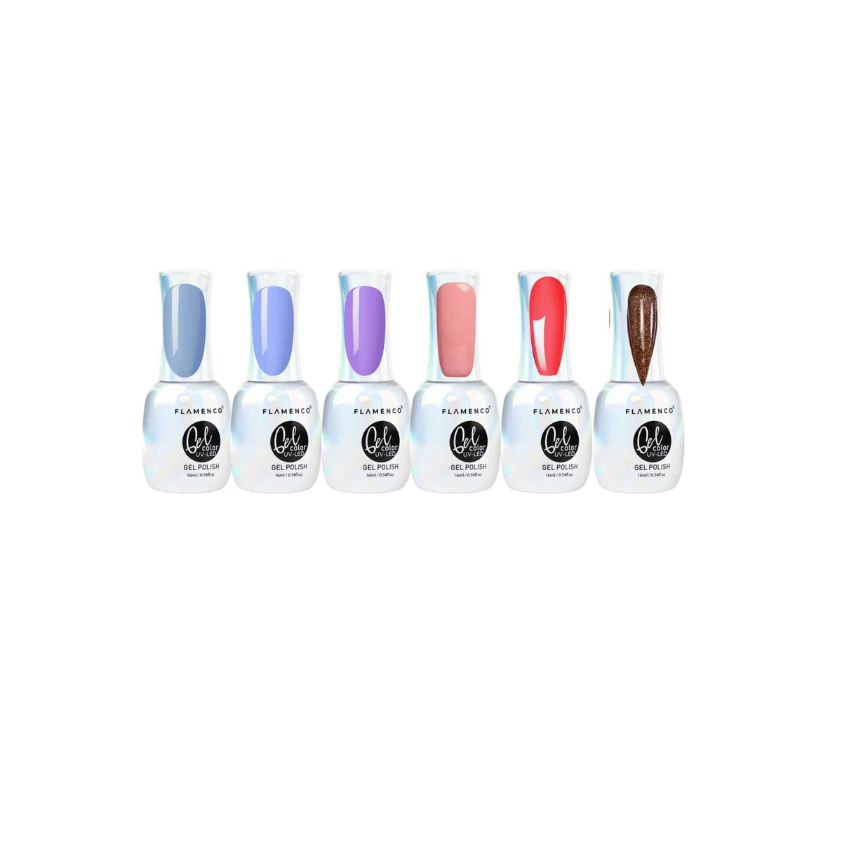 FLAMENCO - Set de 6 esmaltes semipermanentes secado uv larga duración