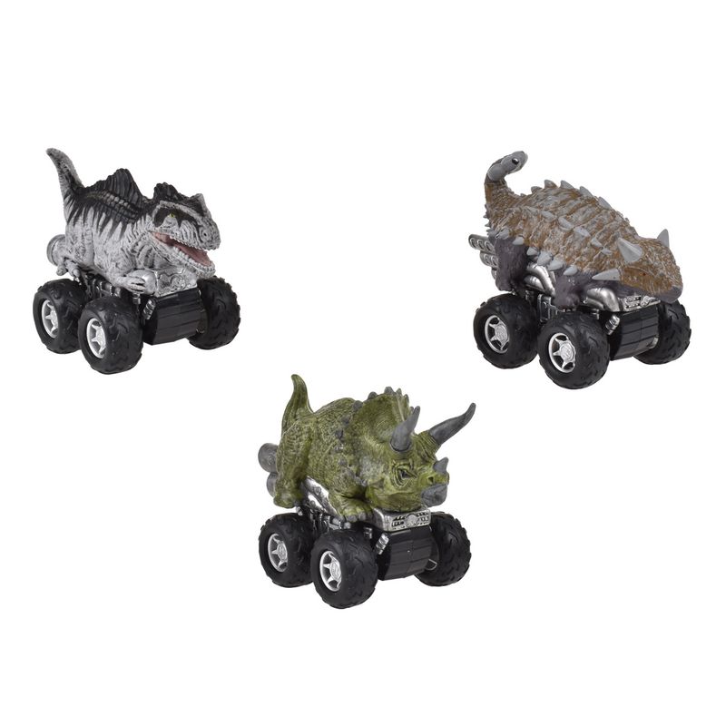 JURASSIC WORLD - Vehículo pullback Jurassic World pack 3 dinosaurios