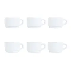 LUMINARC - Set 6 Taza Desayuno Apilable 280mL Opal Porcelana
