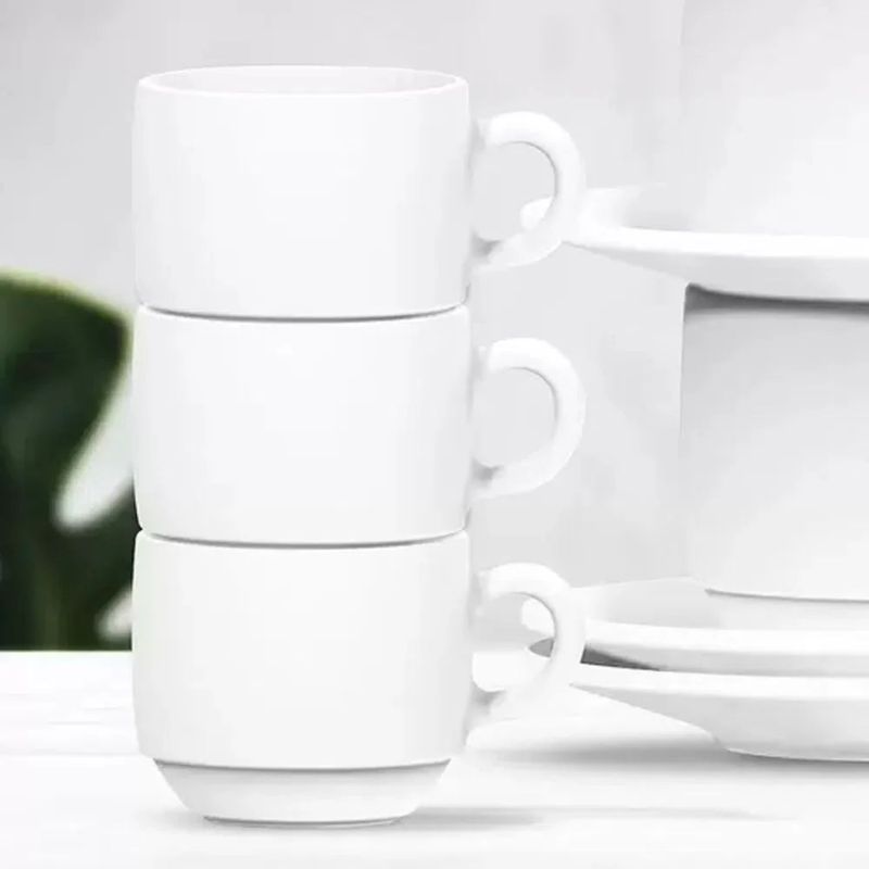 NADIR - Set 6 Taza Cafe De 90mL Opaline Nadir Porcelana Blanca