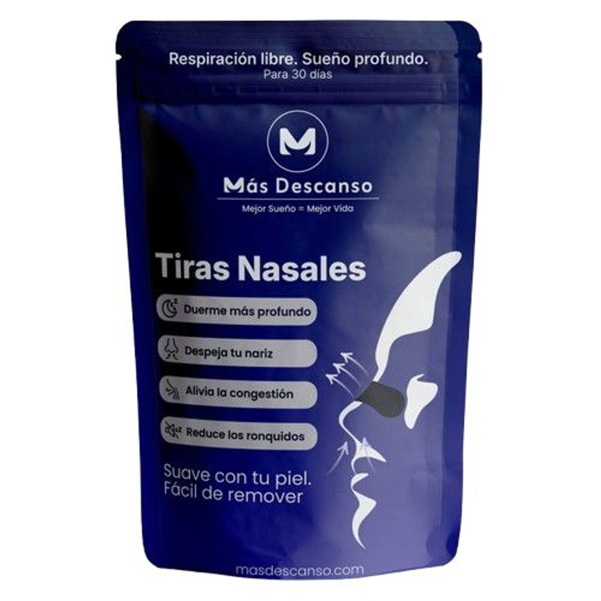 MAS DESCANSO - Tiras Nasales 30 Unidades