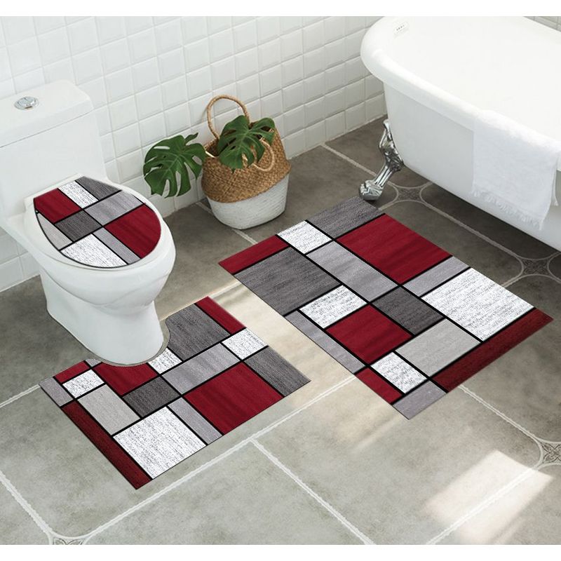 GENERICO - ALFOMBRAS PARA BAÑO PACK DE 3 ALFOMBRAS LISAS CON DISEÑOS 3D