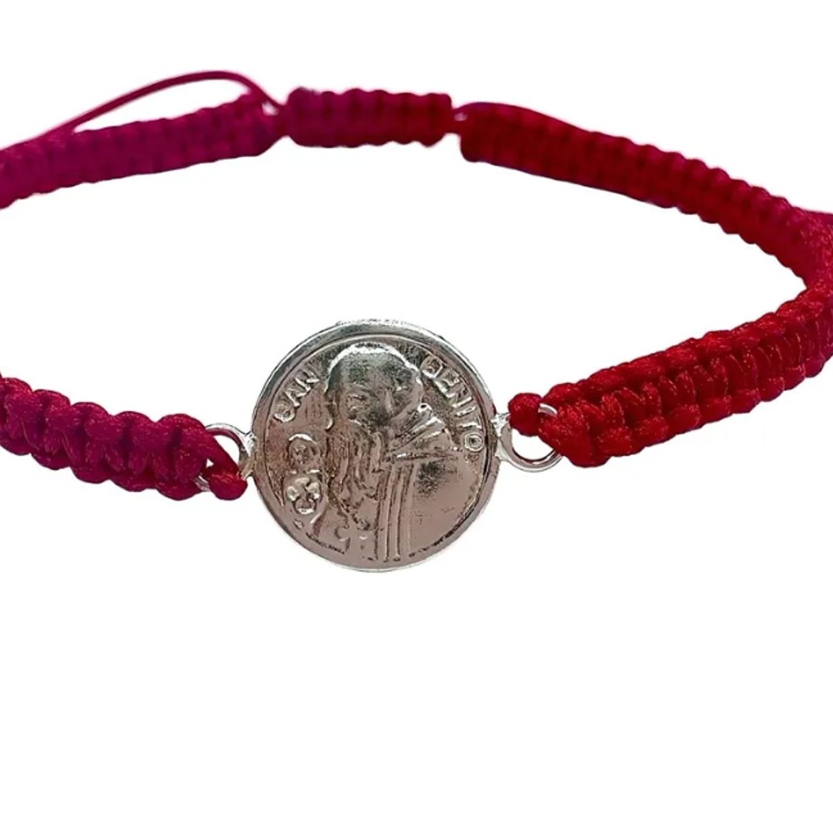 GENERICO - Pulsera Hilo Rojo San Benito Plata Protección Mal Unisex